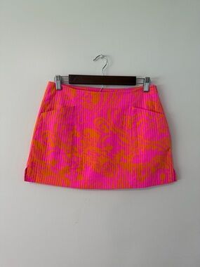Lilly Pulitzer Pink & Orange Preppy Summer Resort Vacation Mini Skirt Skort 4